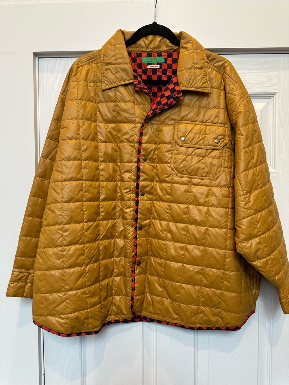 Clare V. Reversible Quilted Puffer Jacket with Contrast Trim